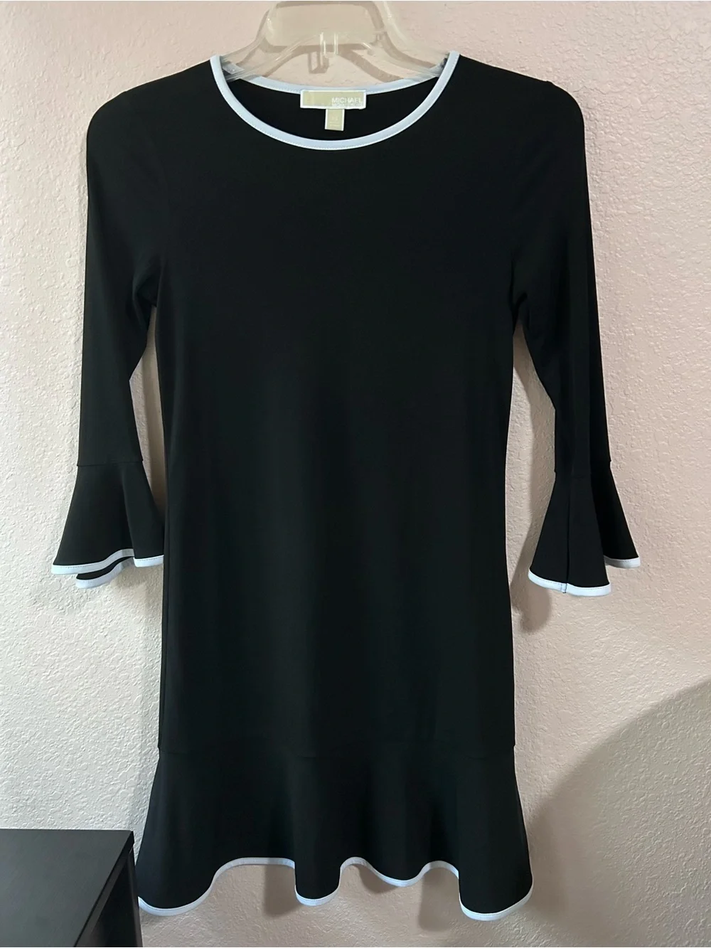 Michael Kors Black Mini Dress with White Trim